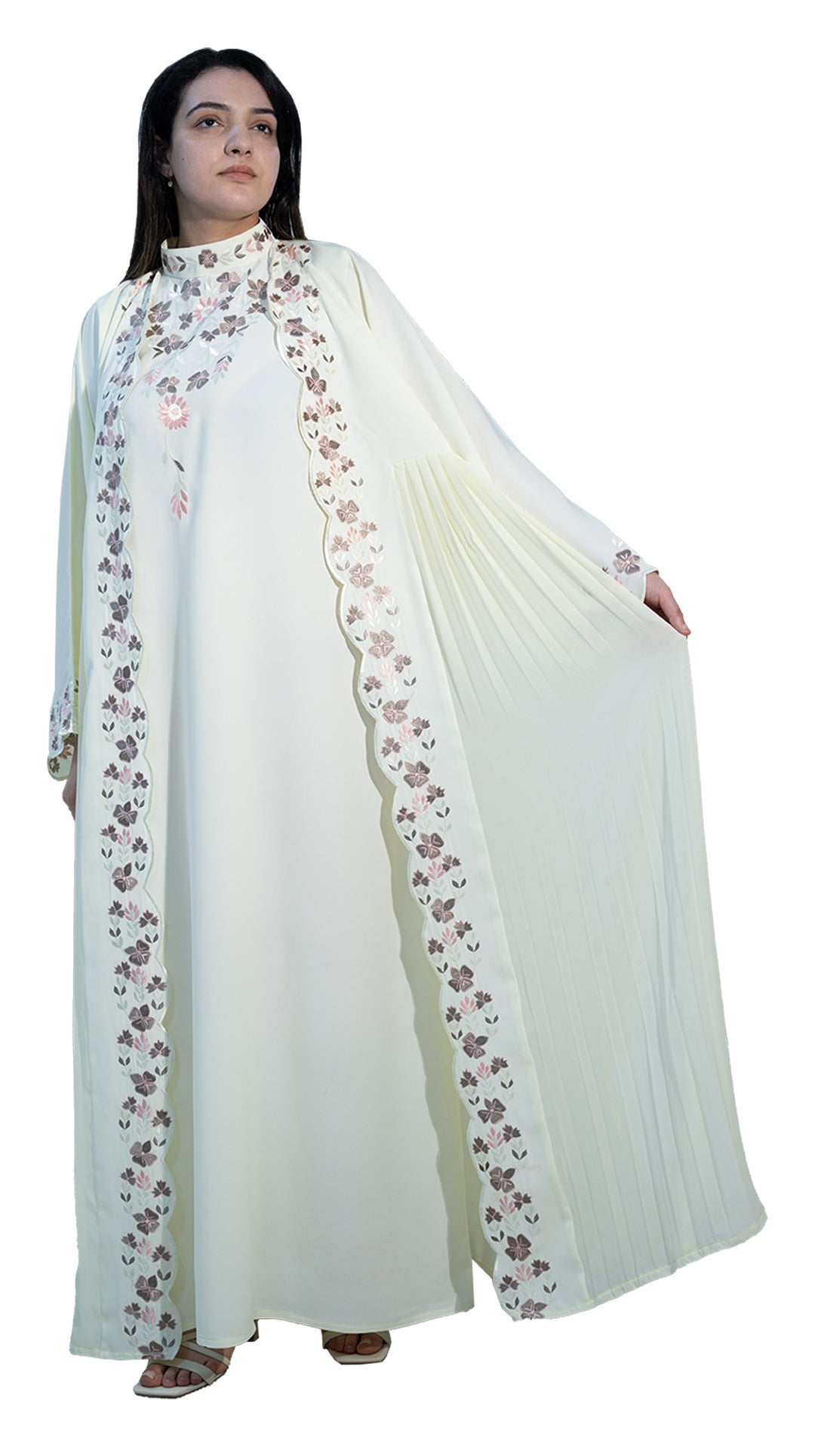 Elegant-white-Abaya-with-embroidery-work-paired-with-matching-inner-dress-2P663