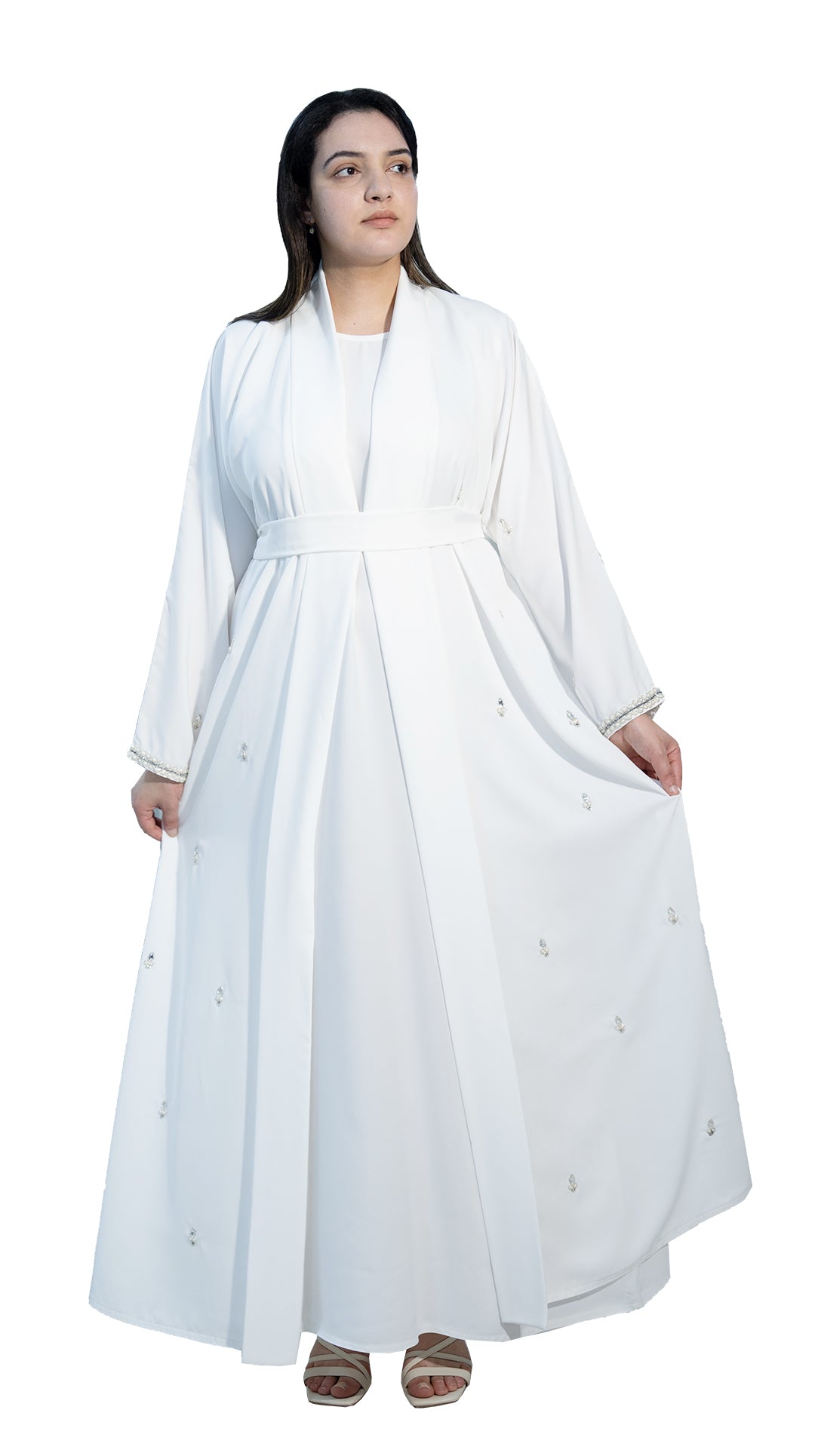 Elegant-White-Abaya-with-beautiful-beadwork-and-matching-inner-dress-2P666