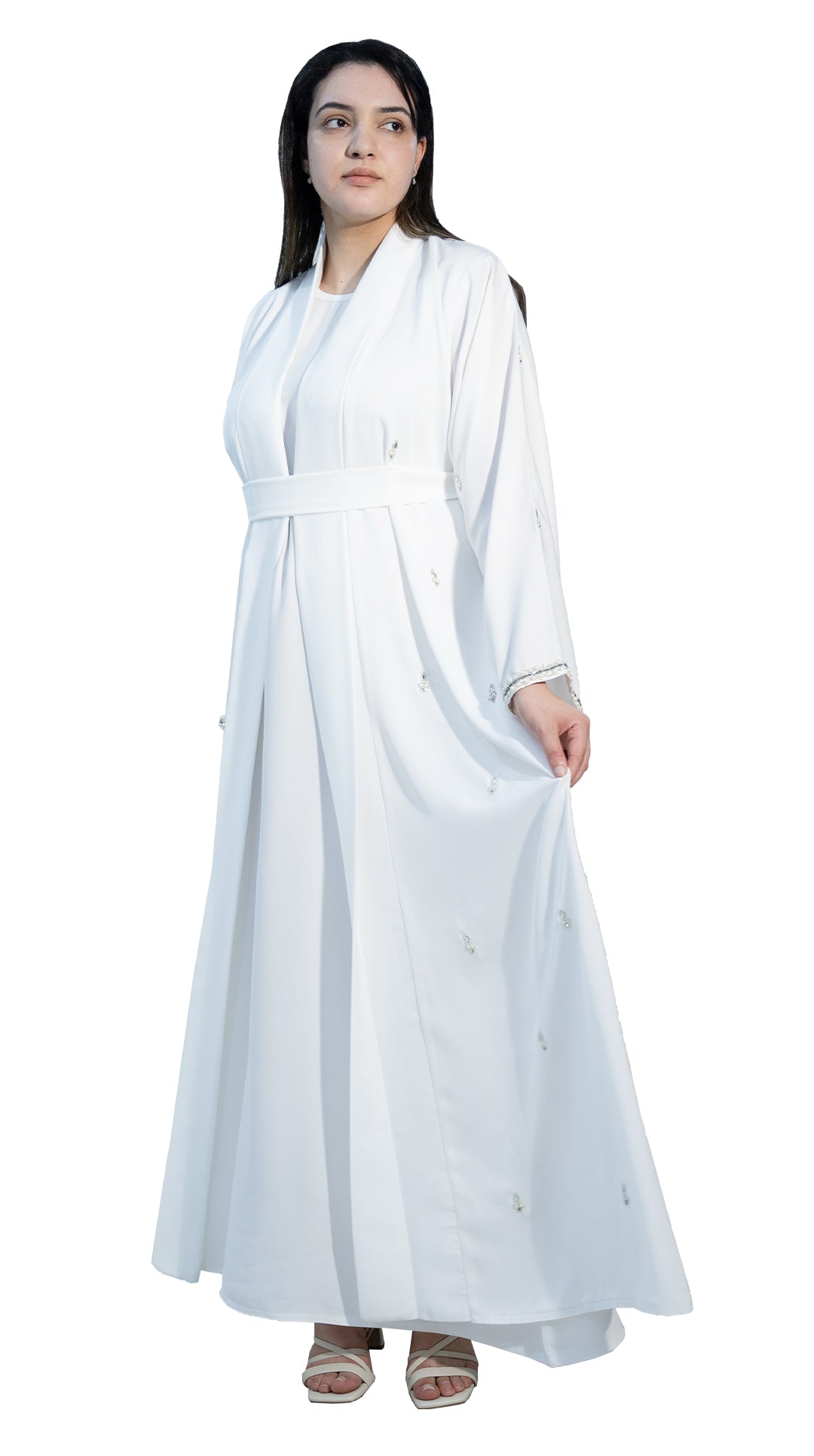 Elegant-White-Abaya-with-beautiful-beadwork-and-matching-inner-dress-2P666
