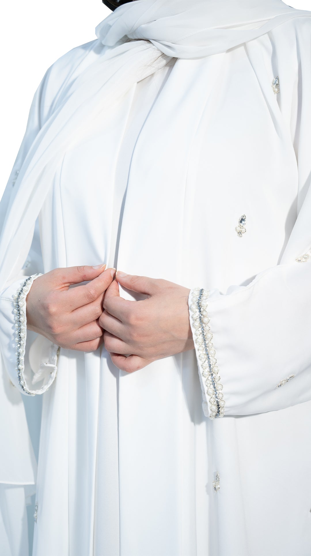Elegant-White-Abaya-with-beautiful-beadwork-and-matching-inner-dress-2P666
