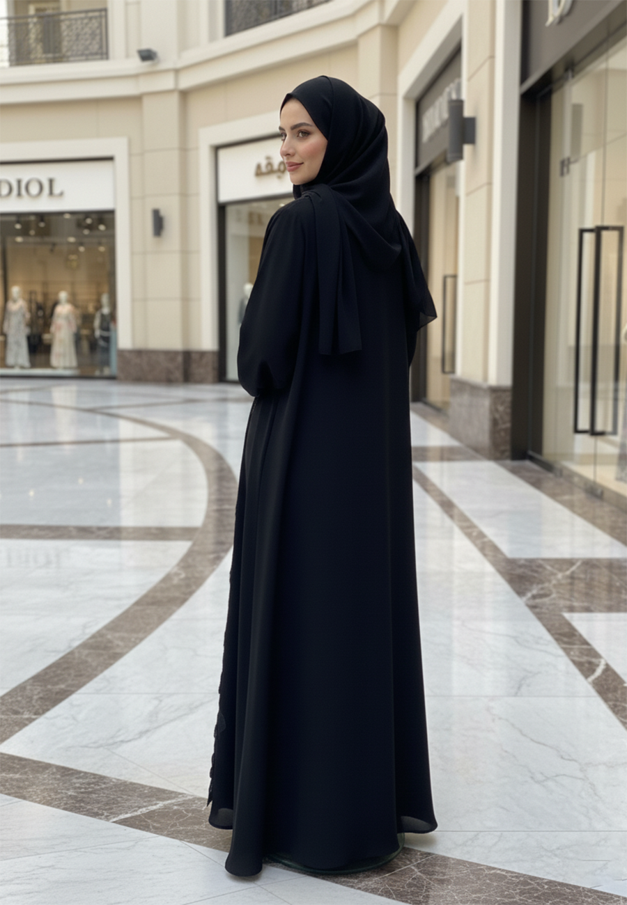 Wholesale Abaya with matching inner| Box of 12 |Available in various fabric, colors & Sizes | Nida Fabric |-2P742
