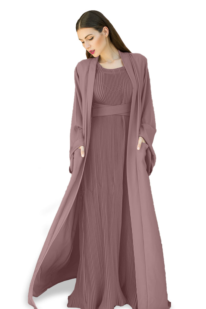 Nukhbaa Cinereous color Abaya with Inner dress- 2pcs set-602C125