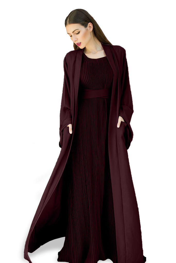 Nukhbaa Coffee color Abaya with Inner dress- 2pcs set-602C21