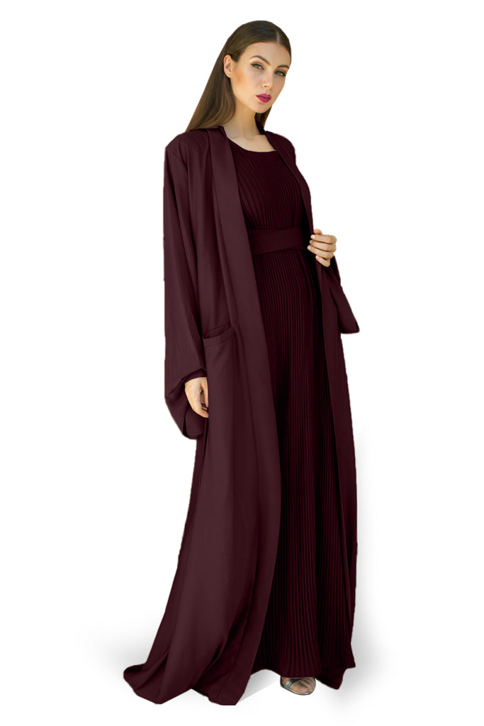 Nukhbaa Coffee color Abaya with Inner dress- 2pcs set-602C21