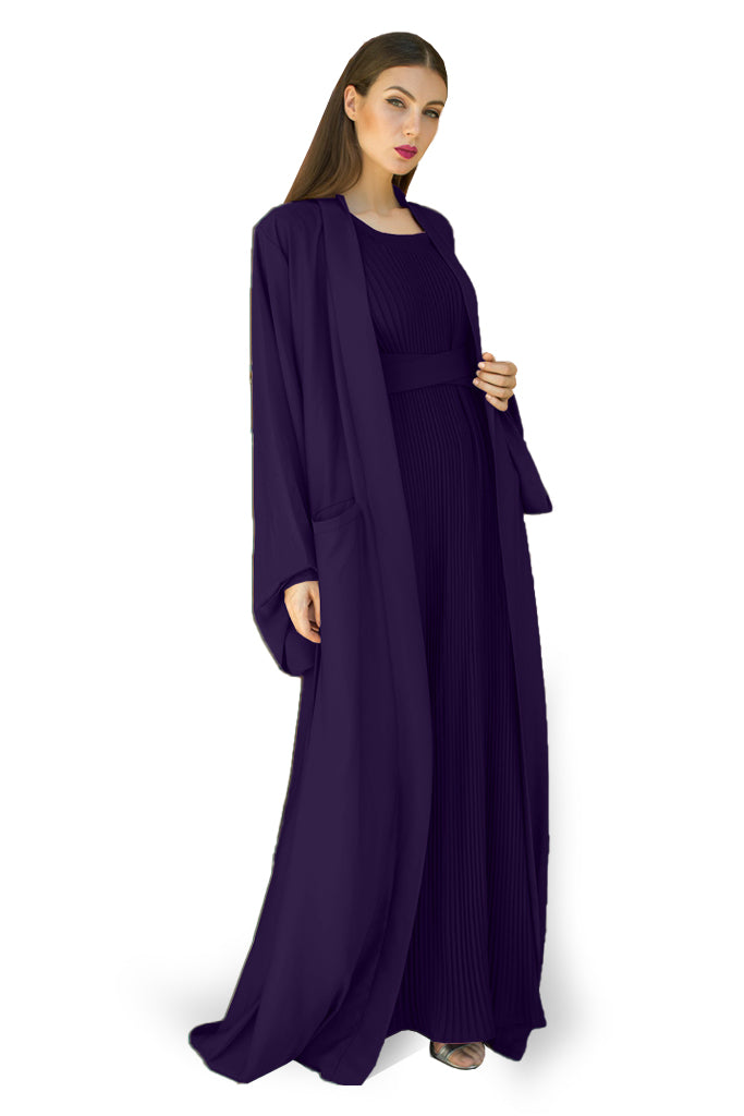 Nukhbaa Haiti color Abaya with Inner dress- 2pcs set-602C46