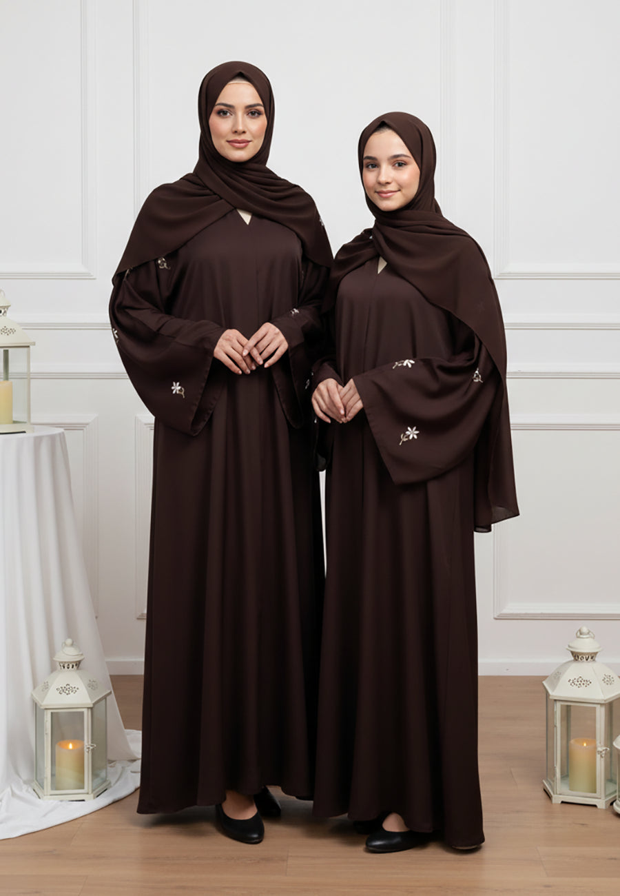 Luxurious Al-Zahra Mother & Daughter Matching Abaya Set | Nida Fabric-630MD
