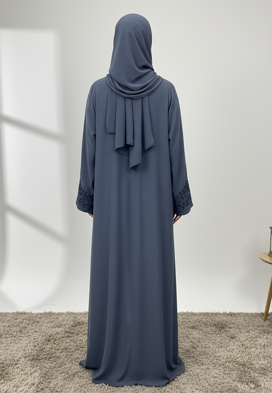 Lina-Crystal-Rain-&-Beaded-Neck-Abaya-854