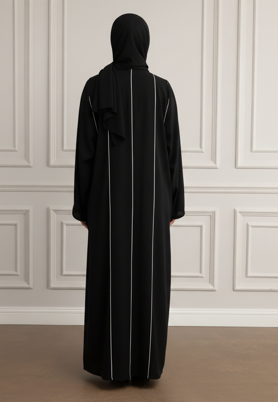 Yara-Linear-Contrast-Abaya|Premium-Nida-Fabric-862