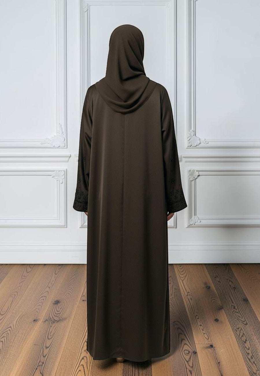The-Serene-Espresso-Hand-Embellished-Abaya-|-Nida-Fabric-868
