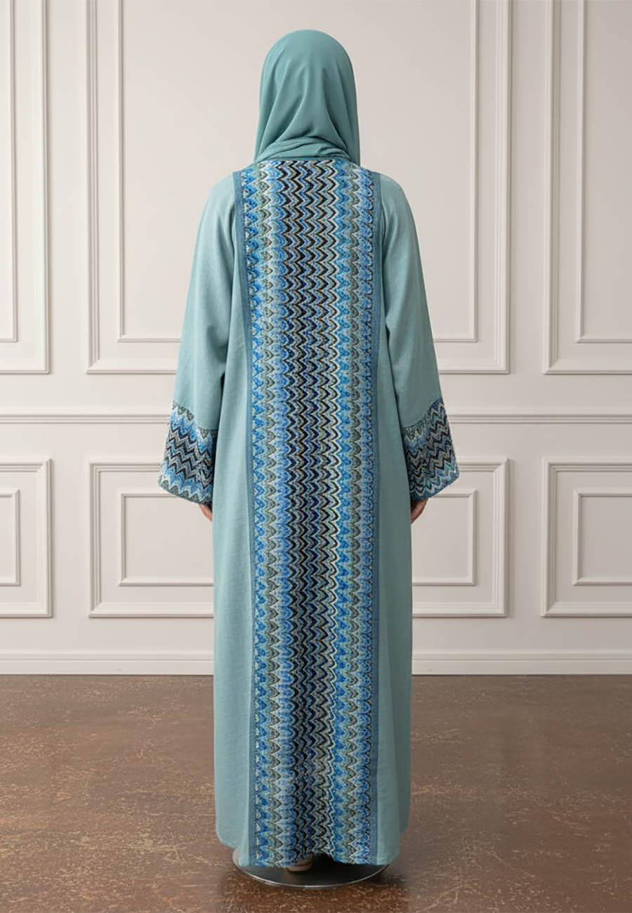 The-Azure-Chevron-Open-Abaya-Set-|-Linan-Fabric-879