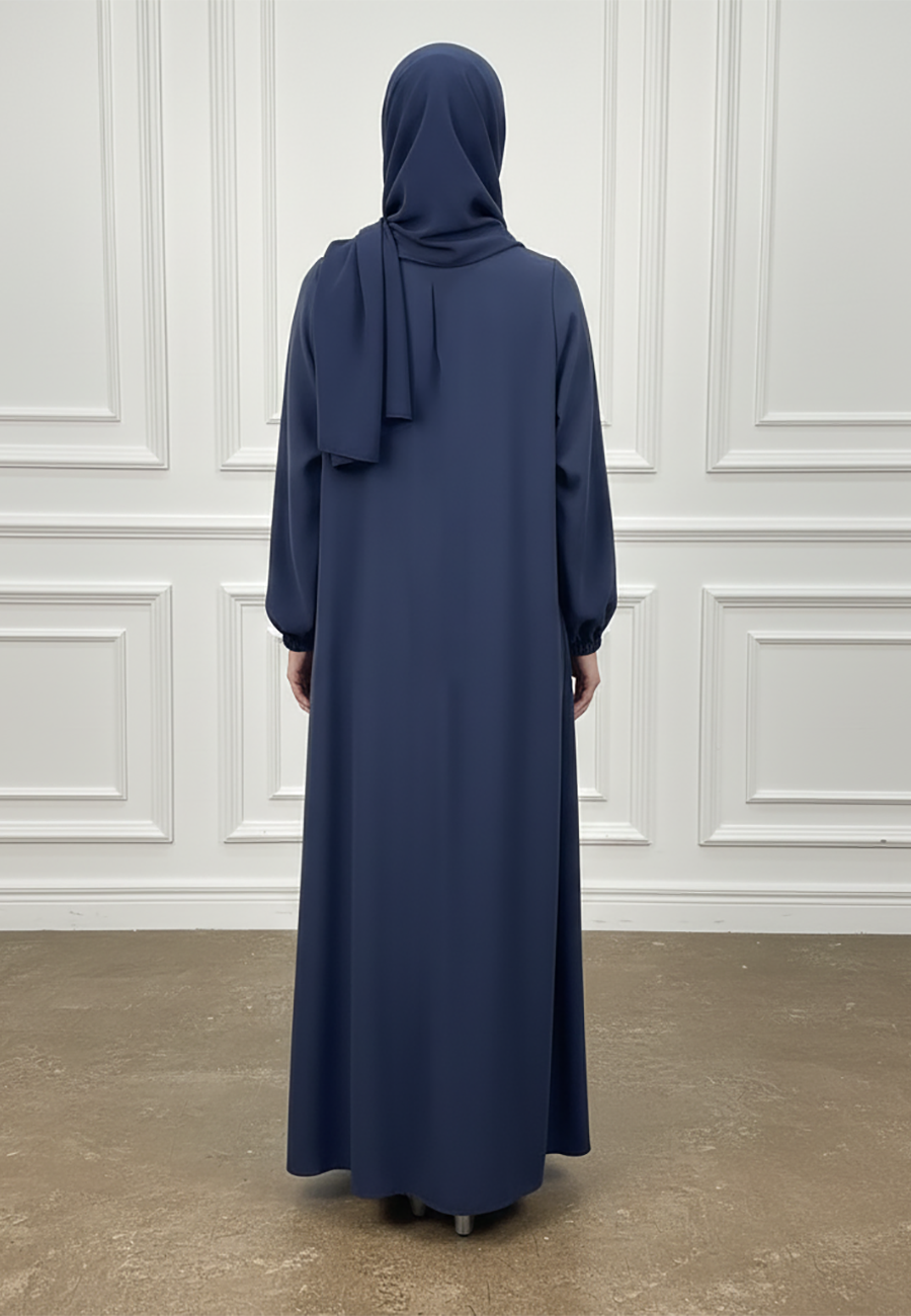 Minimalist-Cuffed-Sleeve-Flowing-Abaya-891