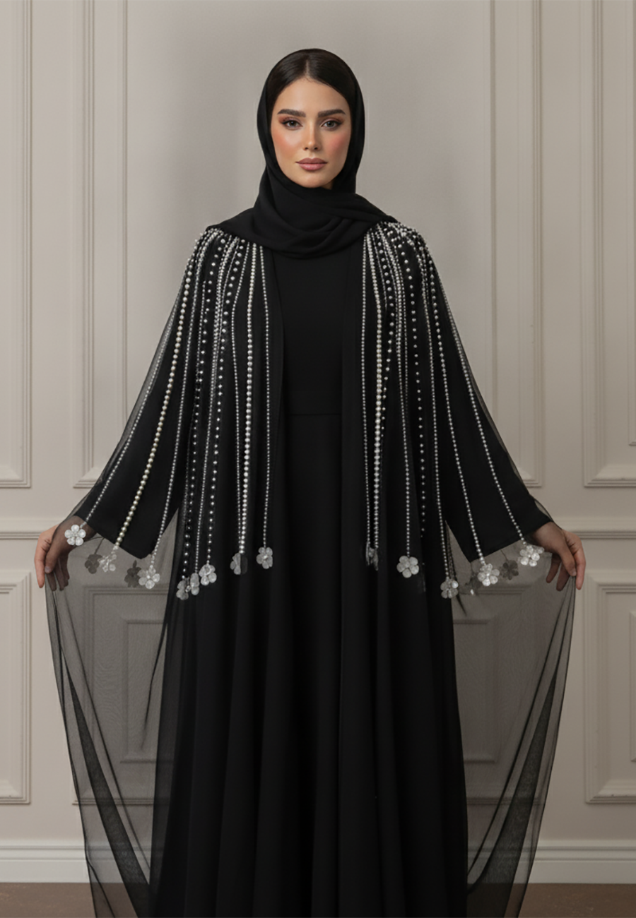 Pearl-Embellished-Abaya-|-Net-&-Nida-Fabric-917
