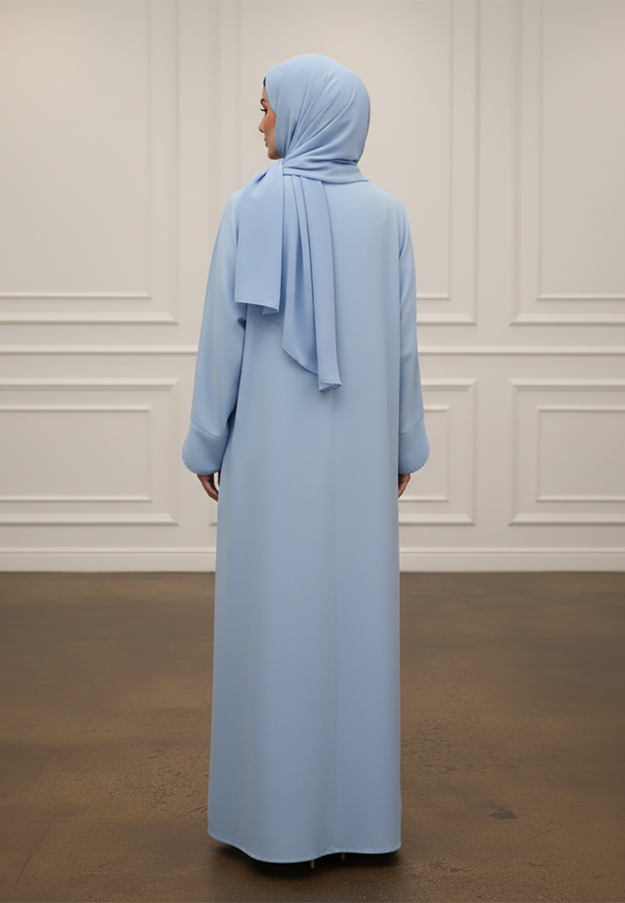 Button-Accent-Abaya-|Linen-Blend-Fabric-922