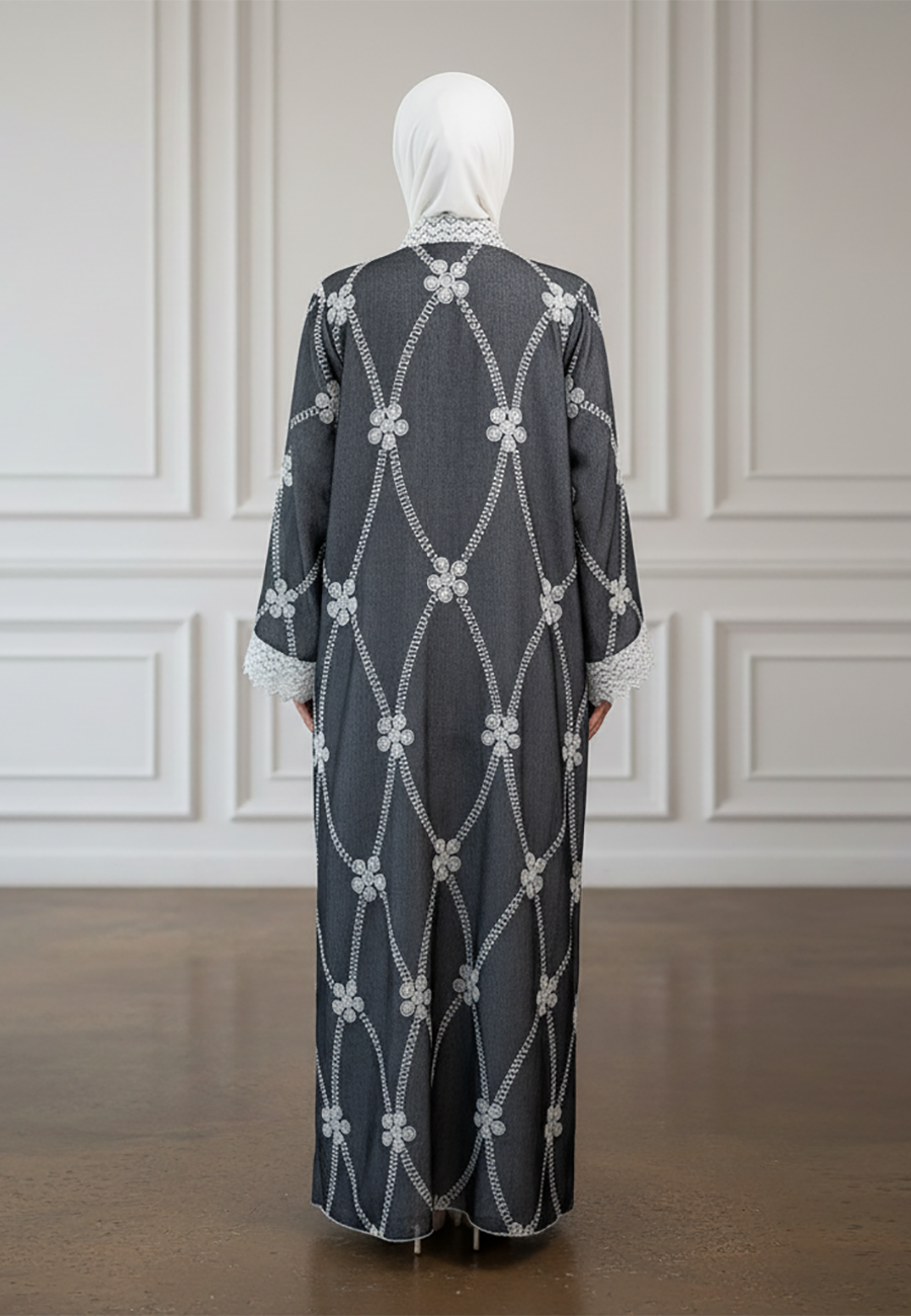 Lattice-Lace-Embroidered-Abaya-|-Linen-Blend-Fabric-926