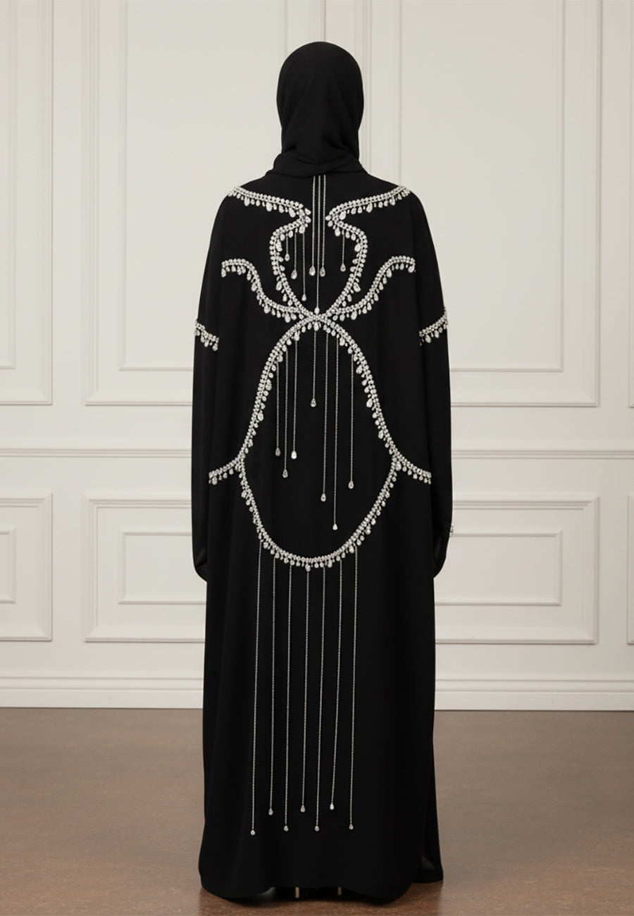 Beaded-Cape-Abaya-|Crepe-Fabric-930