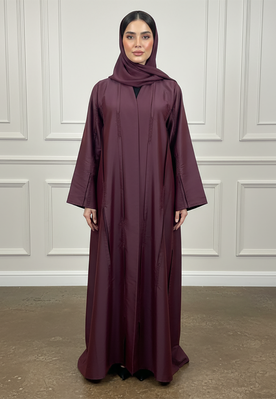 Textured-Panel-Abaya|Silk-Blend-Fabric-933