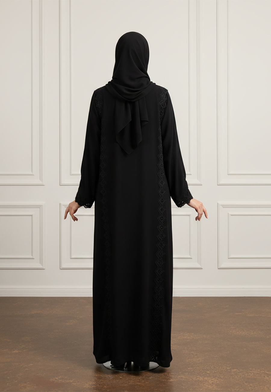 Geometric-Lace-Abaya-|-Nida-Fabric-936