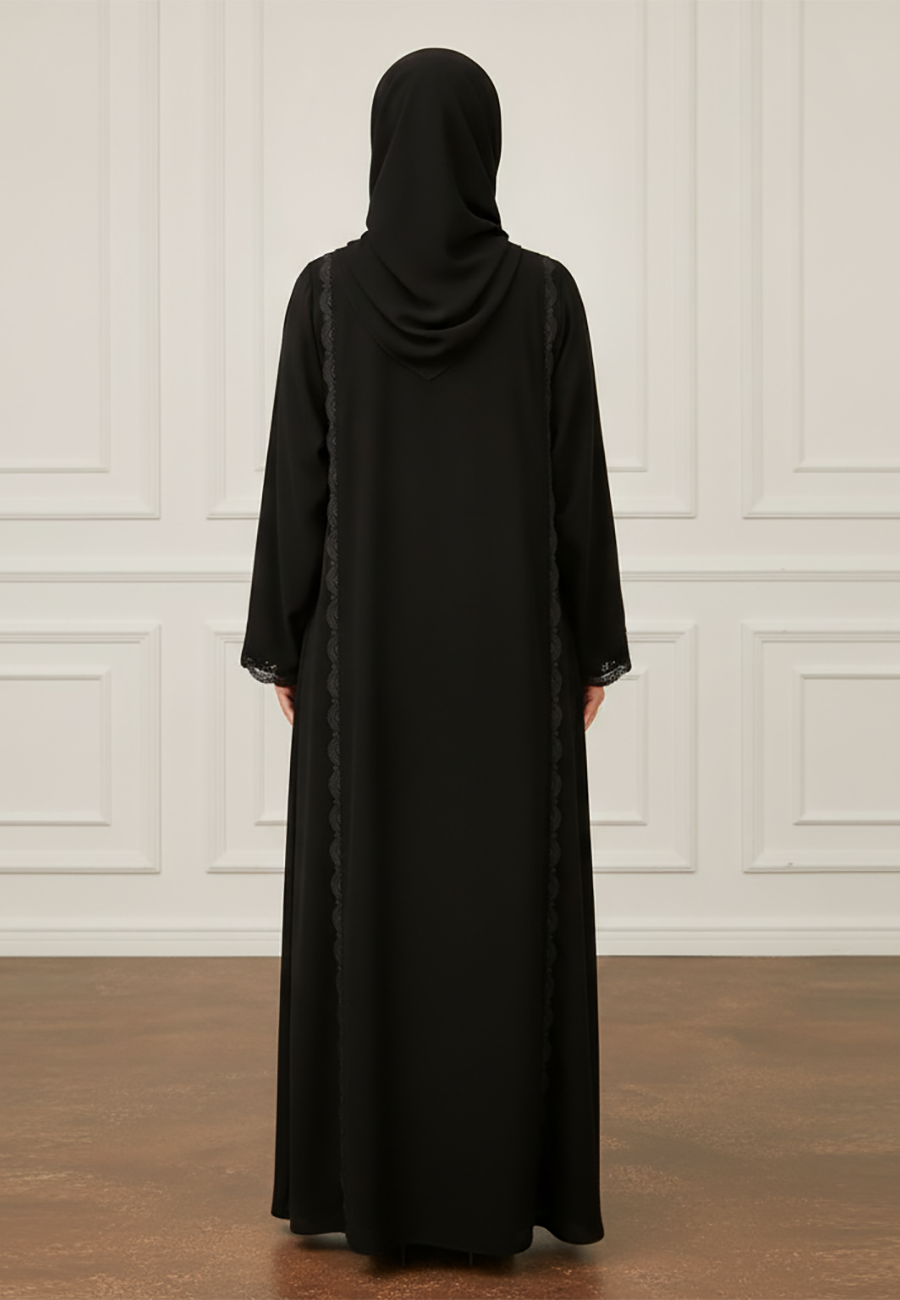 Braided-Accent-Abaya|Crepe-Fabric-937