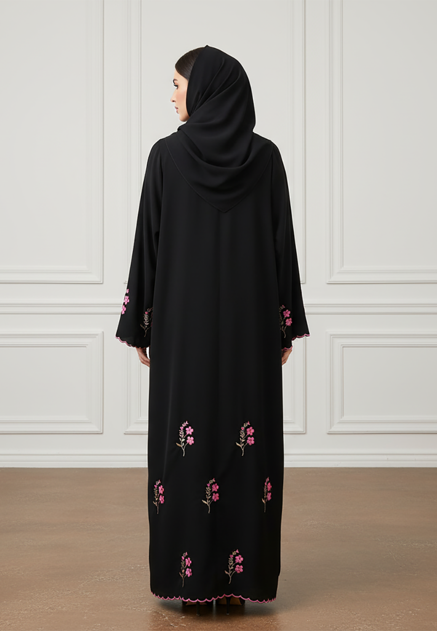 Scalloped-Floral-Abaya|Nida-Fabric-939