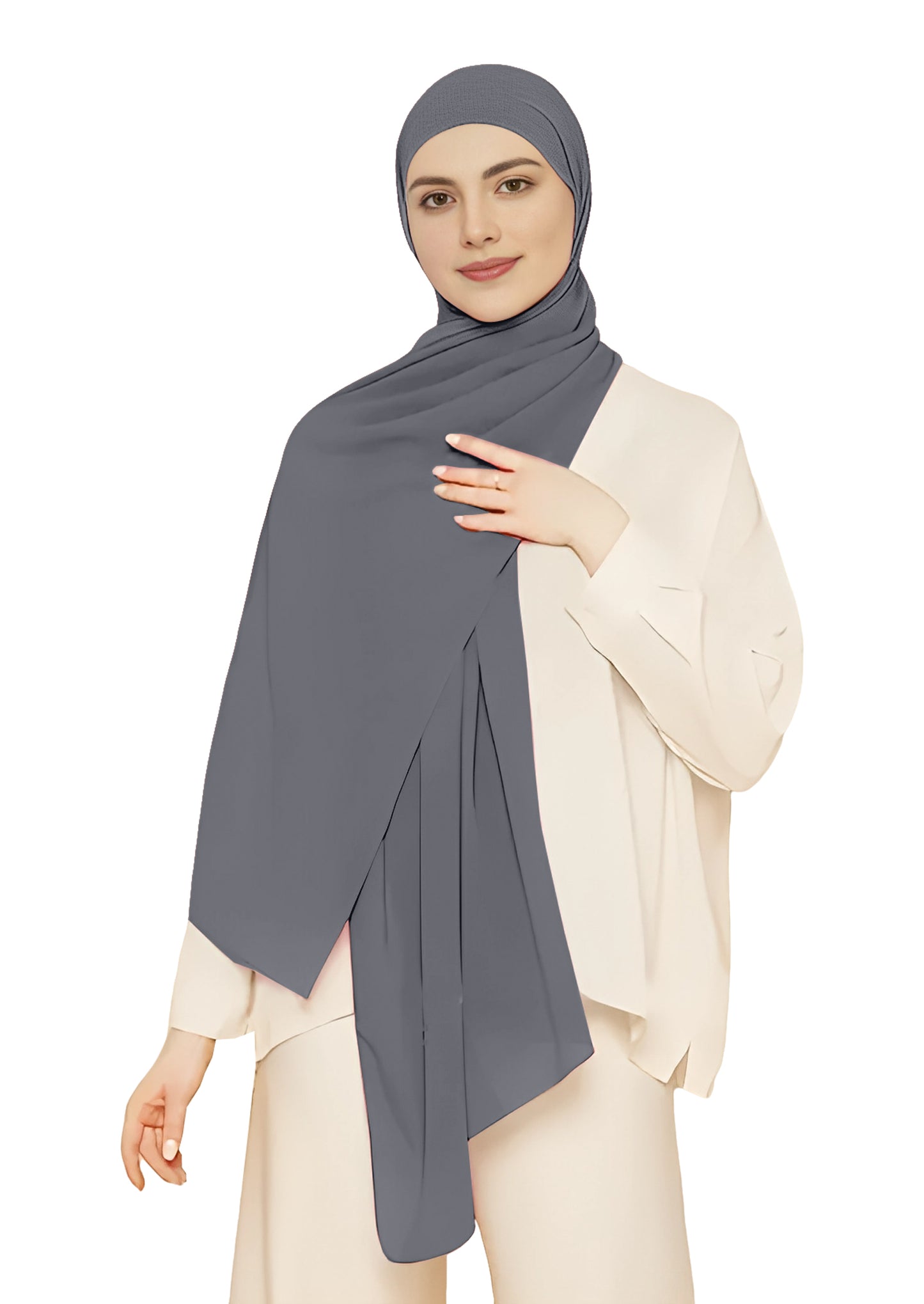 Chiffon Granite Gray color Hijab-H10