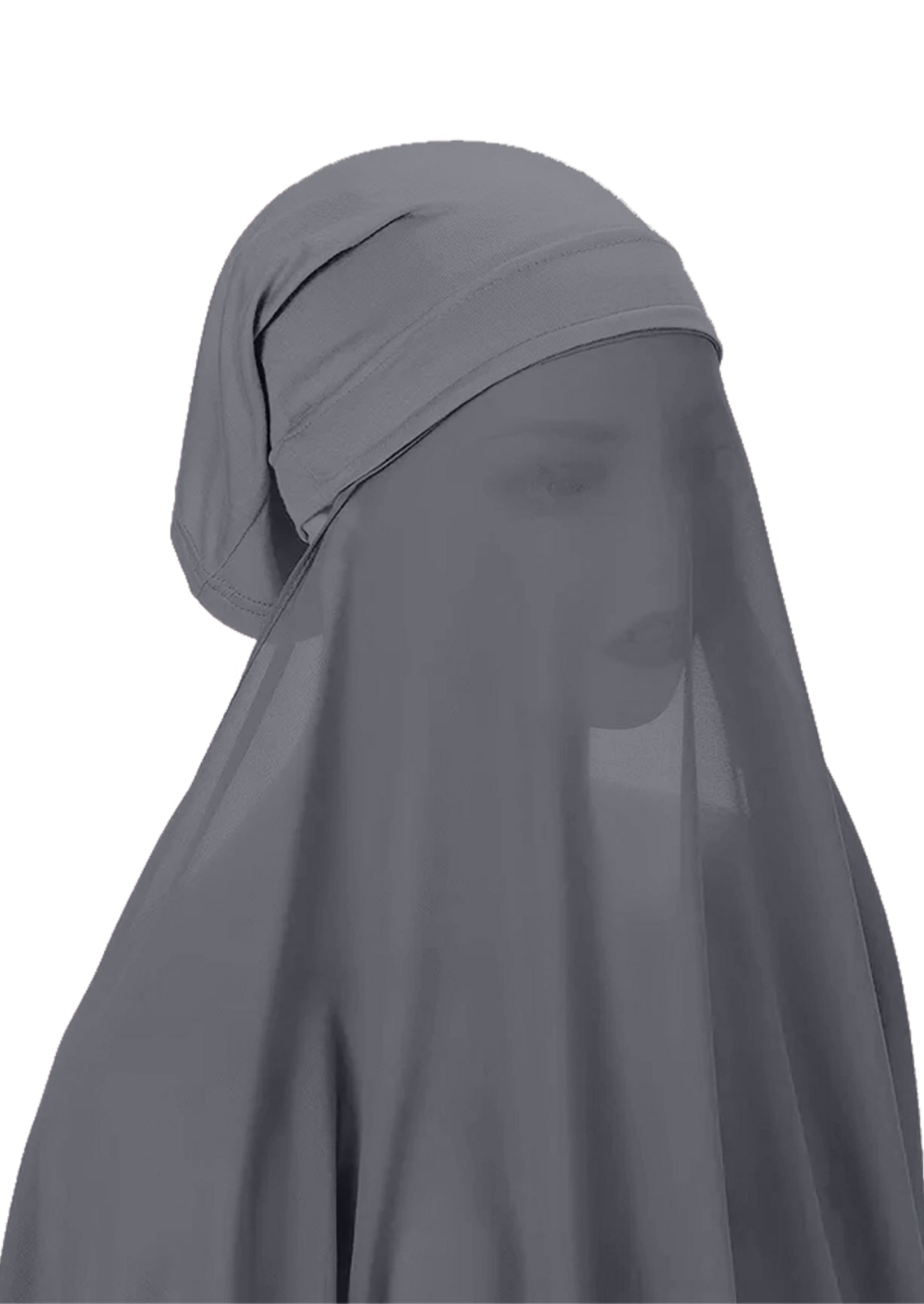 Instant Hijab Wrap,Pullover Head Scarf with Tube Undercap Granite Gray color Hijab-HC10