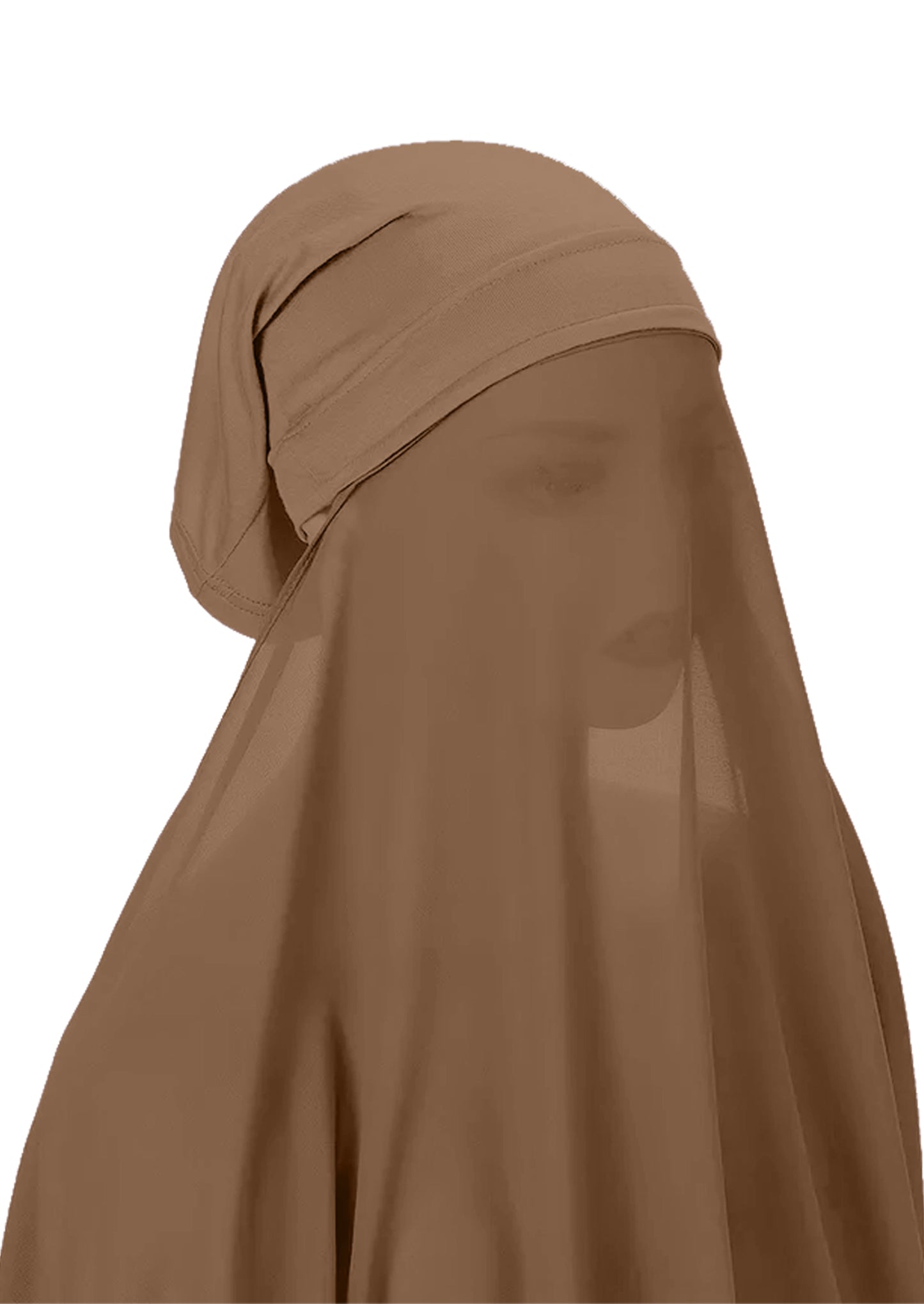 Instant Hijab Wrap,Pullover Head Scarf with Tube Undercap Dark Brown color Hijab-HC11