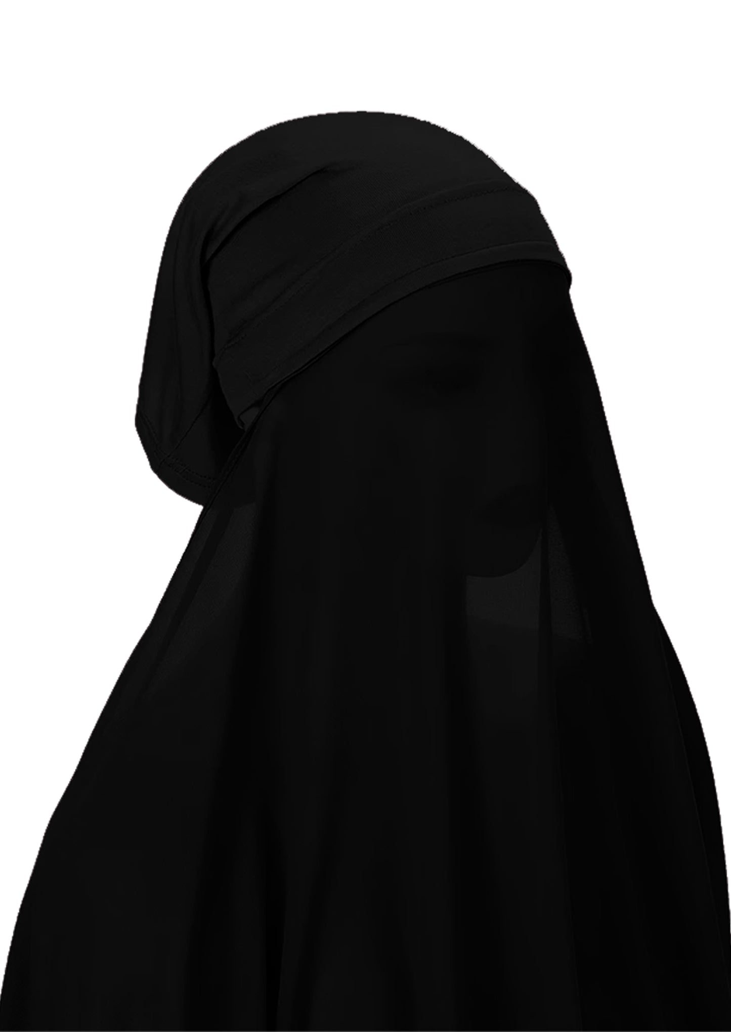 Instant Hijab Wrap,Pullover Head Scarf with Tube Undercap Black color Hijab-HC5
