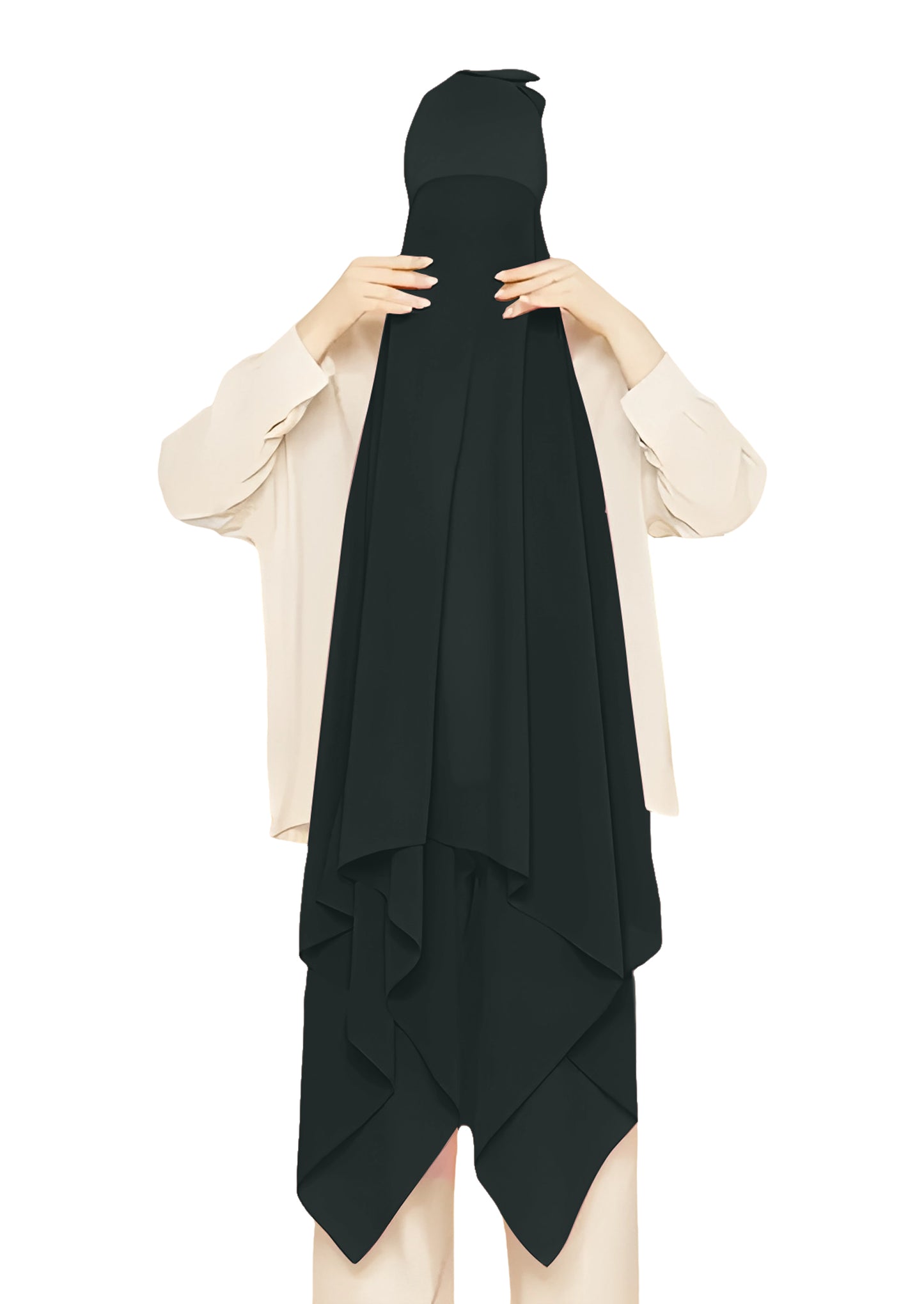Instant Hijab Wrap,Pullover Head Scarf with Tube Undercap Charleston Green color Hijab-HC9