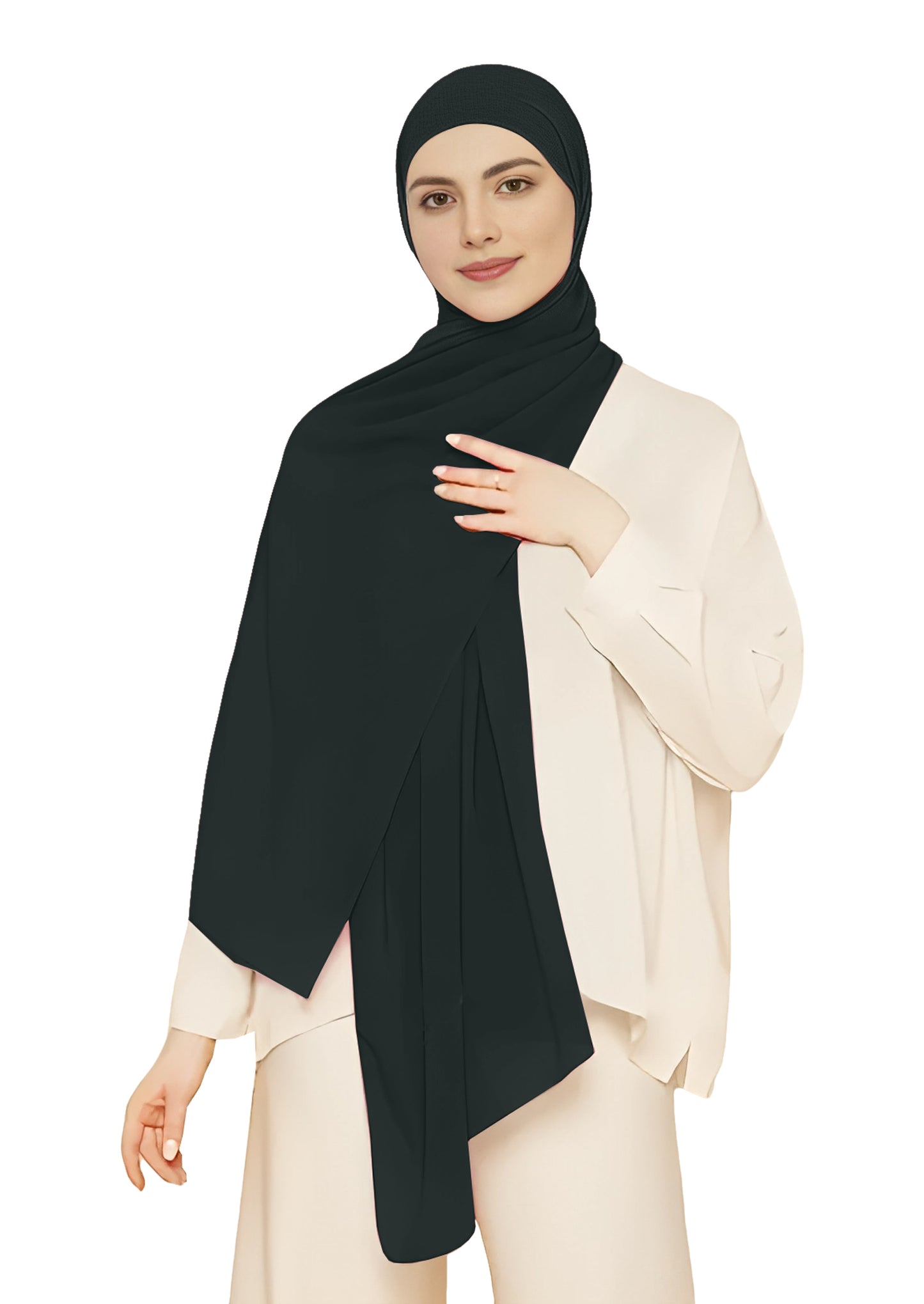 Instant Hijab Wrap,Pullover Head Scarf with Tube Undercap HCarleston Green color Hijab-HC9