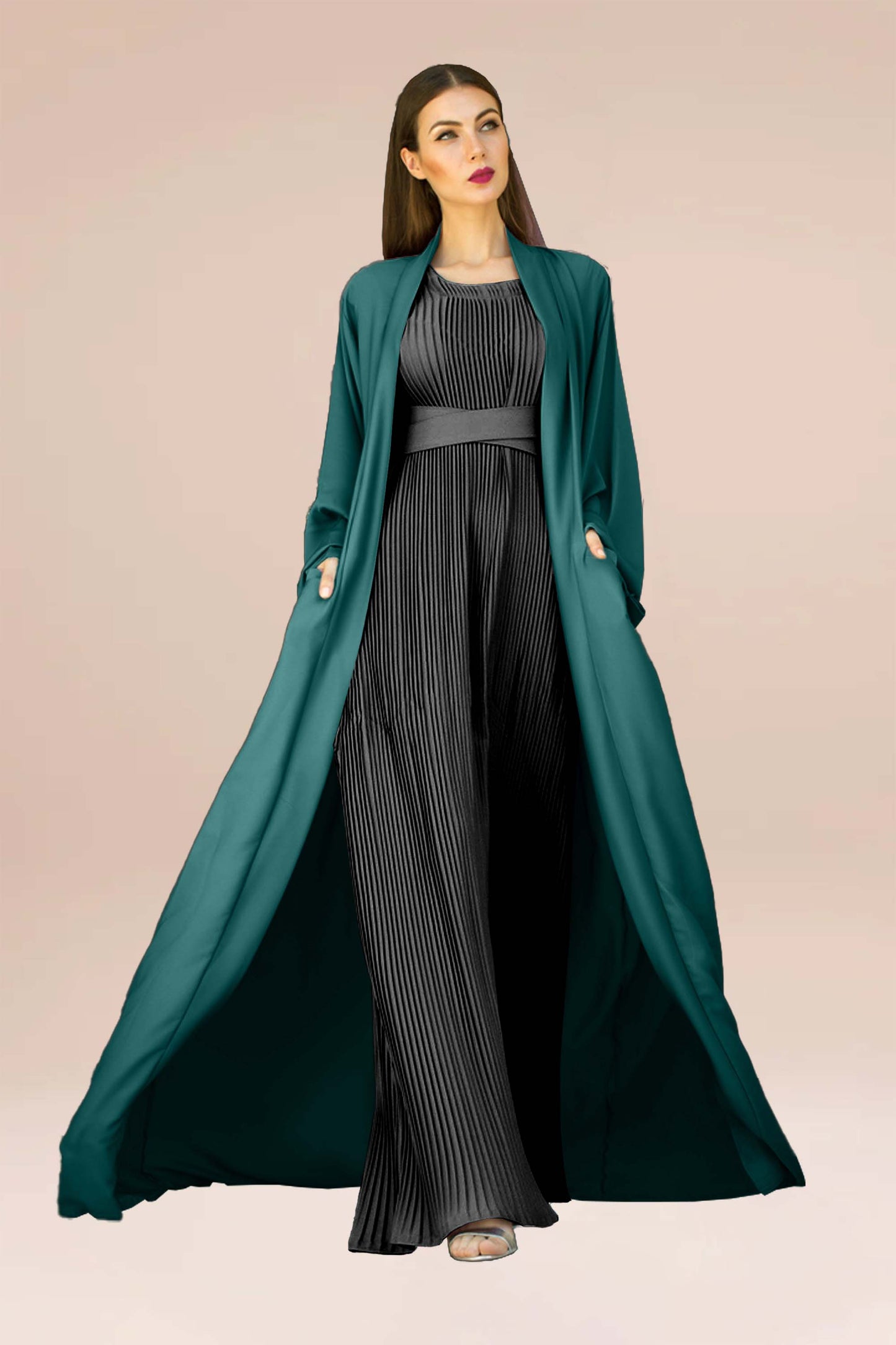 Mauve open abaya (AJ1675A)