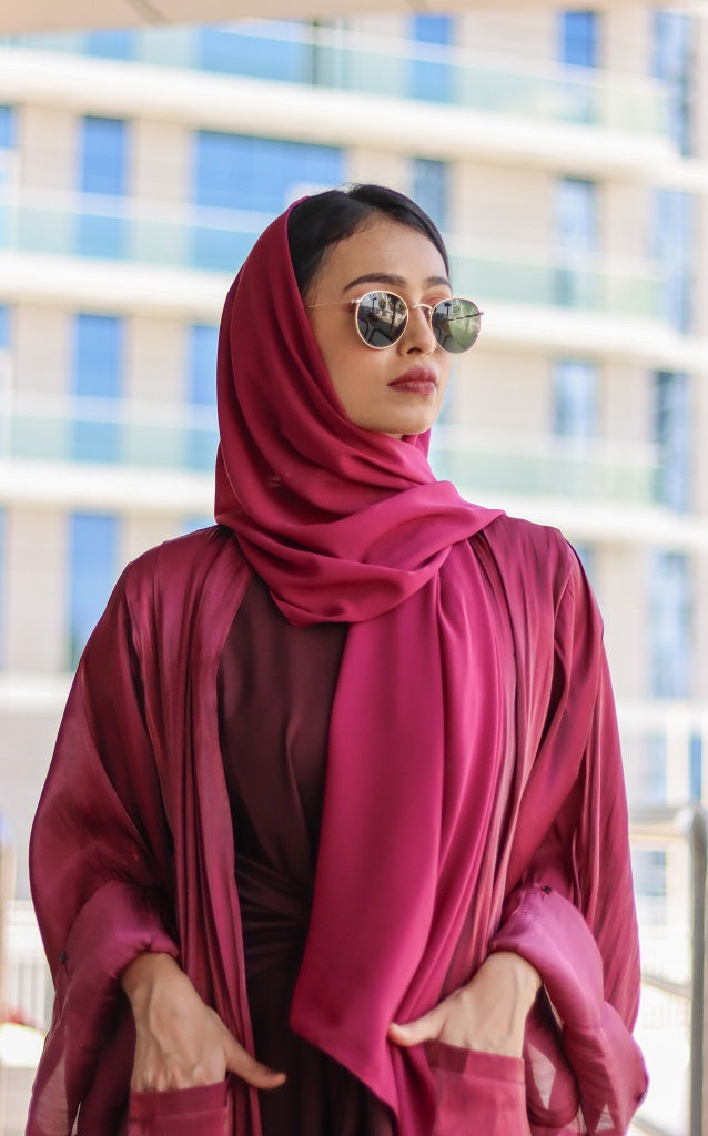Shimmer abaya- Maroon