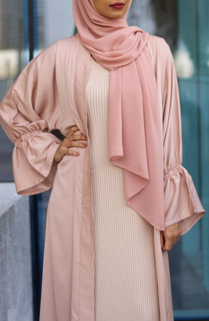 Beige 2-piece abaya set