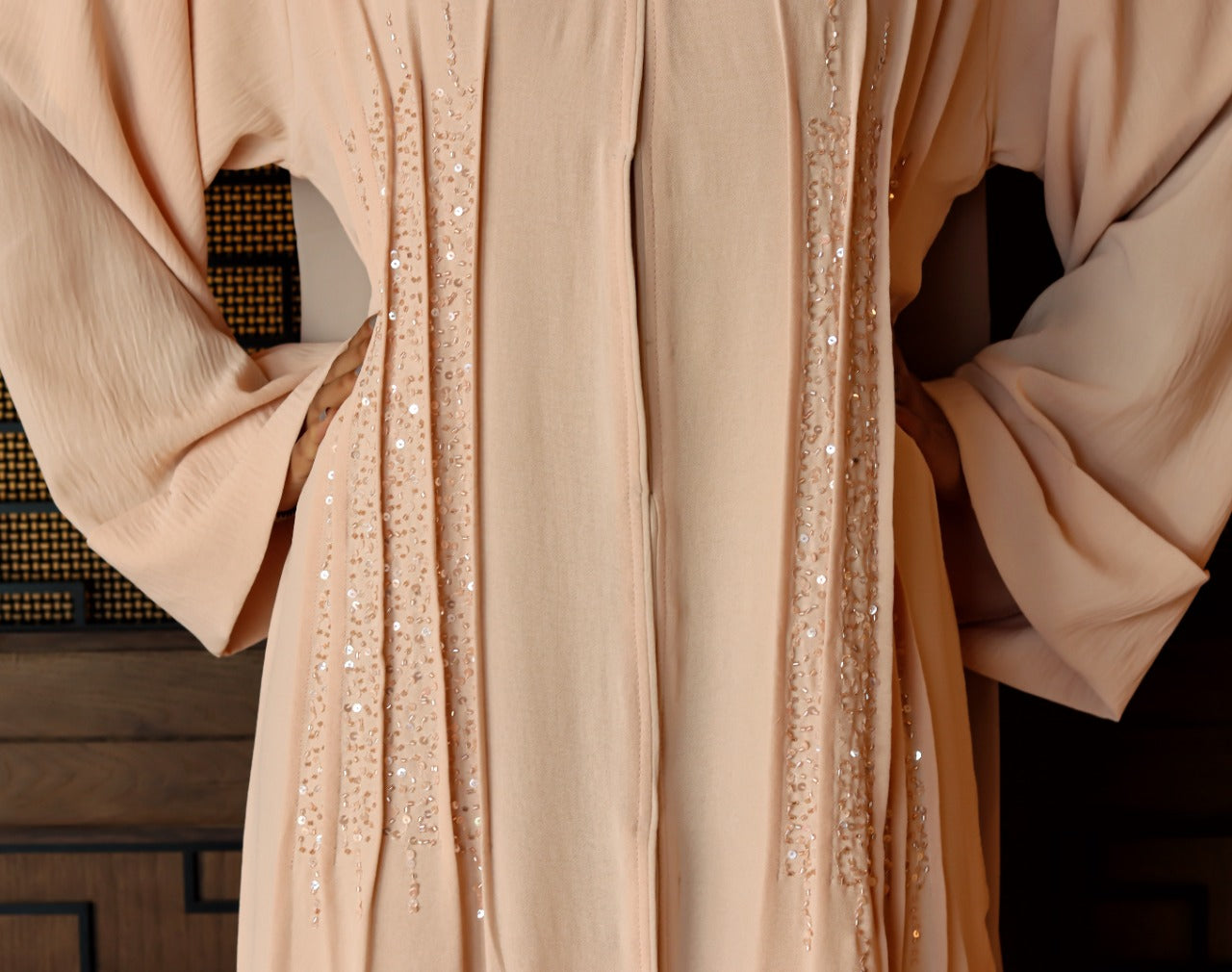 Beige sparkle abaya