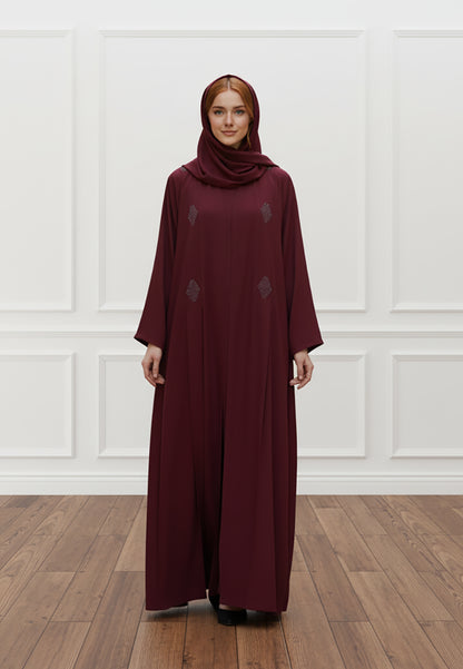 Luxurious-2-Piece-Nida-Abaya-Set-|-Matching-Inner-Dress-&-Hijab-Included-|BarB-Fabric-2P817