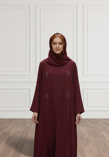 Luxurious-2-Piece-Nida-Abaya-Set-|-Matching-Inner-Dress-&-Hijab-Included-|BarB-Fabric-2P817