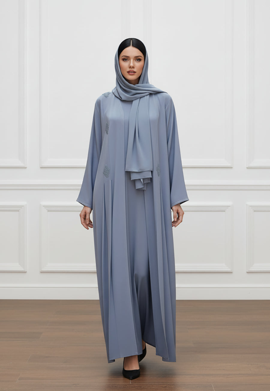 Luxurious-2-Piece-BarB-Crepe-Abaya-Set-|-Matching-Inner-Dress-&-Hijab-2P818