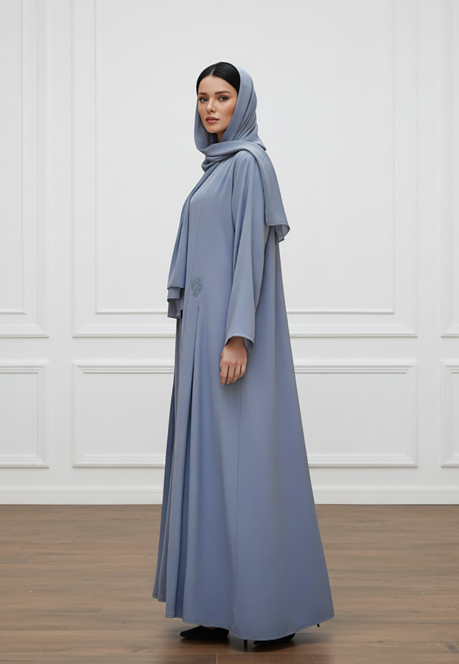 Luxurious-2-Piece-BarB-Crepe-Abaya-Set-|-Matching-Inner-Dress-&-Hijab-2P818