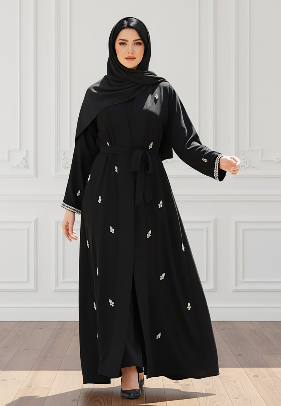 Luxurious-2-Piece-Embellished-Abaya-Set-|-Intricate-Beads-Work-with-Matching-Inner-Dress-|-Nida-Fabric-2P822