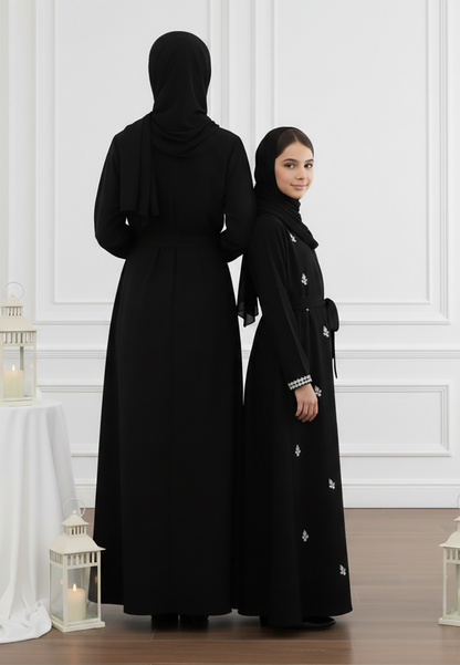 Luxurious Mother & Daughter 2-Piece Abaya Set | Intricate Beads Work & Matching Inner Dress-2P822MD