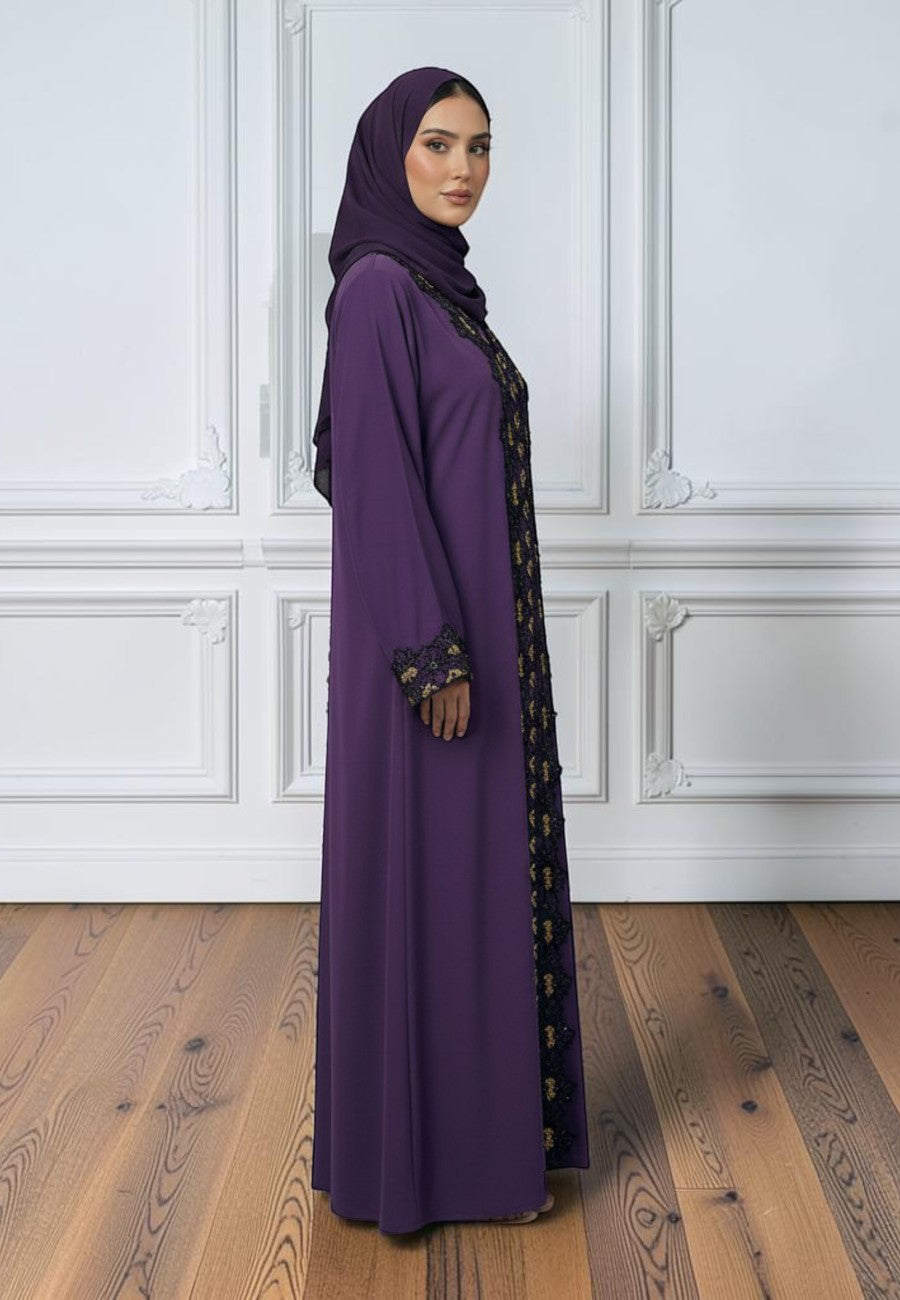 Plum-Elegance-Embroidered-2-Piece-Abaya-Set-|-Nida-Fabric-2P864