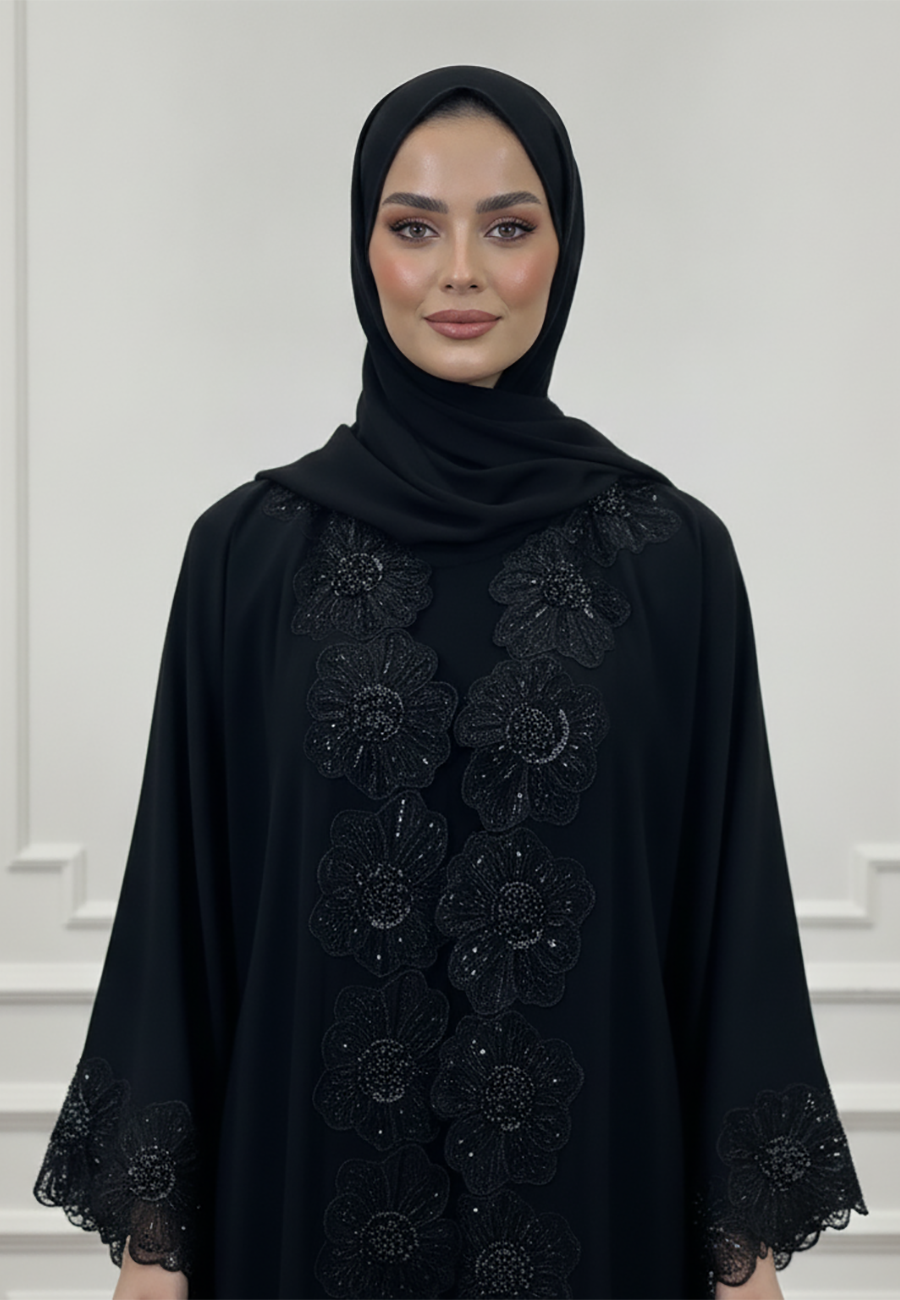 Aisha-Floral-Lace-&-Beaded-Abaya|-Nida-Fabric-2P915