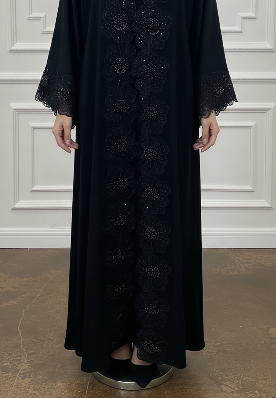 Aisha-Floral-Lace-&-Beaded-Abaya|-Nida-Fabric-2P915