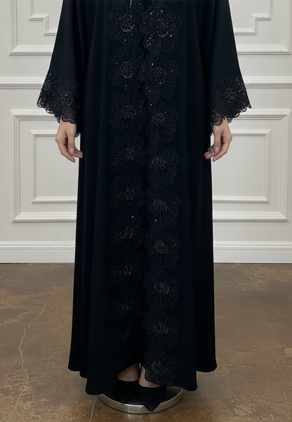 Aisha-Floral-Lace-&-Beaded-Abaya|-Nida-Fabric-2P915