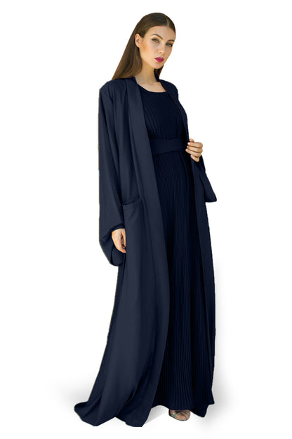 Nukhbaa Blue Charcoal color Abaya with Inner dress- 2pcs set-602C19