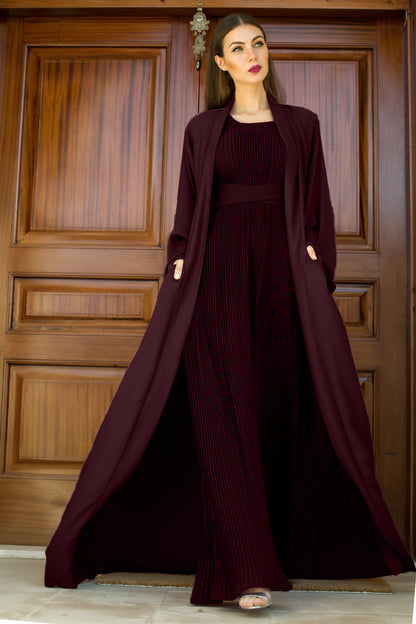 Nukhbaa Coffee color Abaya with Inner dress- 2pcs set-602C21