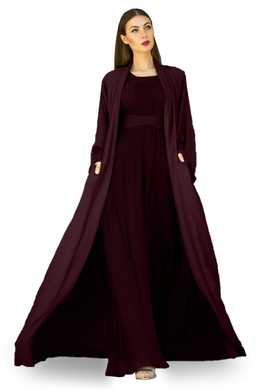 Nukhbaa Coffee color Abaya with Inner dress- 2pcs set-602C21