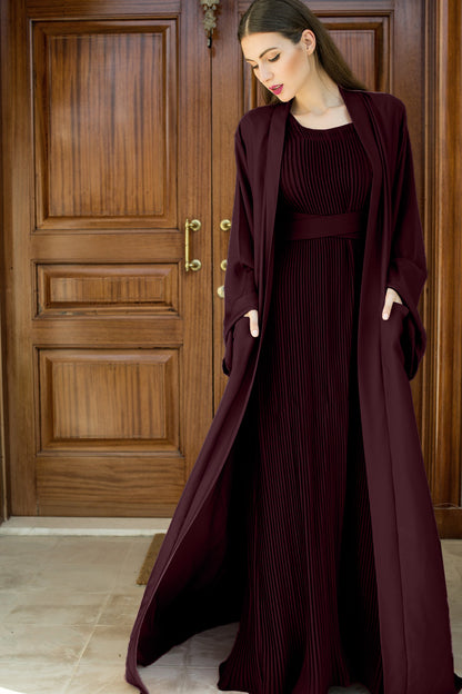 Nukhbaa Coffee color Abaya with Inner dress- 2pcs set-602C21