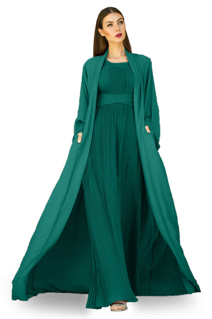 Nukhbaa Dark Aqua color Abaya with Inner dress- 2pcs set-602C41