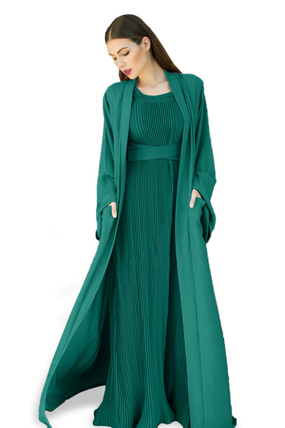 Nukhbaa Dark Aqua color Abaya with Inner dress- 2pcs set-602C41