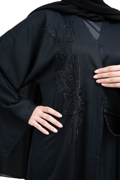 Elegant-Black-Nida-Abaya-with-Beadwork-and-Embroidery-includes-Hijab-623